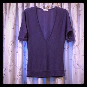 Purple Plunging V-Neck Shirt